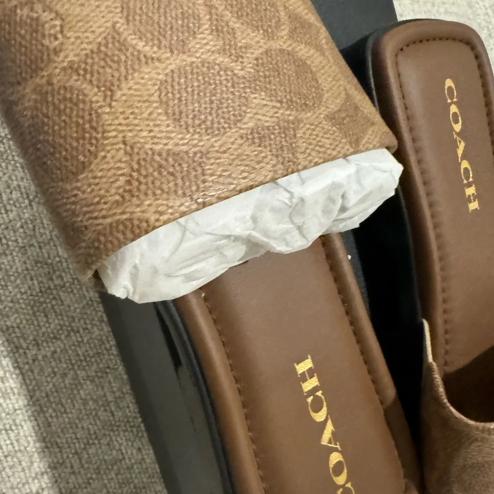 Coach Tan Women's Slide Sandals - Picture 3 of 9